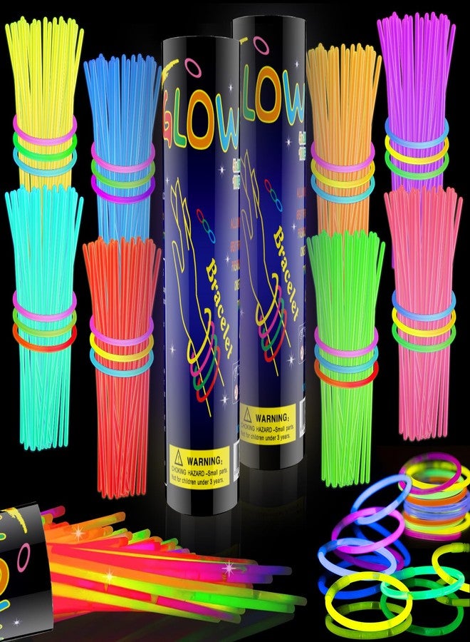 HONLYNE 200 Pcs Glow Sticks Bulk Party Pack, 8'' Glow in the Dark Party Supplies, Glow in the Dark Light Up Sticks with Connectors, Party Favors for Birthday, Concert, Raves, Halloween, Christmas - Image 1